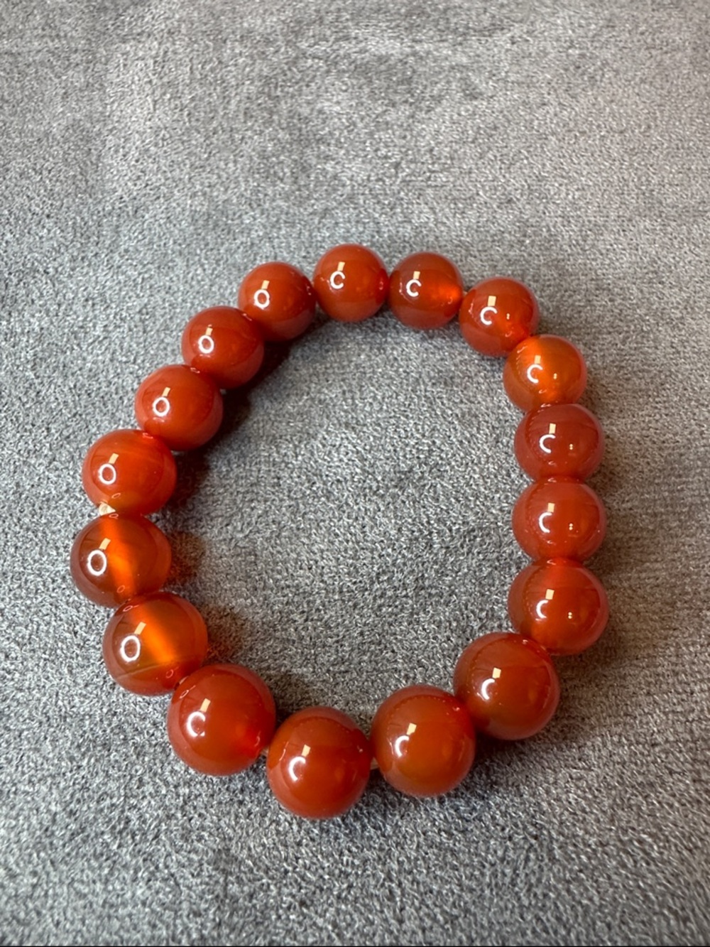 Red Beaded Stone Stretch Bracelet for Kids